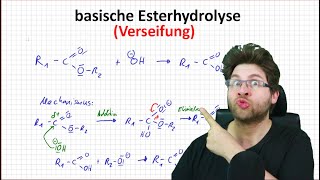 basische Esterhydrolyse  Verseifung  Mechanismus mit Beispiel einfach erklärt  Chemie [upl. by Nawed653]