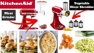 How to use KitchenAid Stand Mixer Attachments  Meat Grinder  Vegetable Slicer Shredder  Steps [upl. by Ryley]