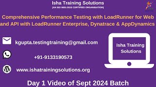 LoadRunner for Web and API Day 1 on 26th Sept 2024WhatsApp us at 918019952427 to enroll [upl. by Burchett]