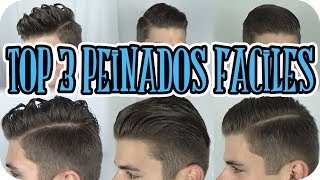 ✄ TOP3 Peinados Faciles Hombres DIY Rapidos Sencillo Perfecto Para Fiesta Curso Tutorial Paso a Paso [upl. by Ioj]