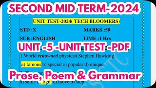 10Th English Unit Test 2024Tech BloomersSecret Of Machine GrammarOne MarksGRSUCCESSSTC [upl. by Domela833]