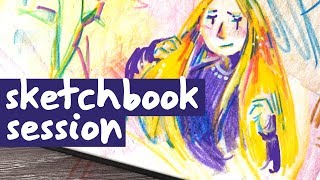 Sketchbook Session  Cool Woodless Colored Pencils [upl. by Edals]