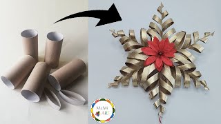 ŚWIĄTECZNE DEKORACJE Z RECYKLINGU ⭐️✨Gwiazdka DIY ✨zrób to sam z rolek papieru toaletowego ⭐️✨ [upl. by Merriott382]