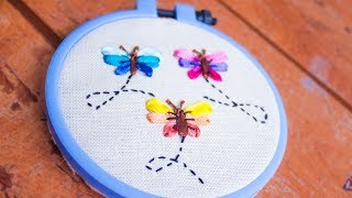 Bordado a mano puntada decorativa26 MARIPOSASRibbon embroidery borderstitch decorativeBUTTERFLY [upl. by Ainedrag]