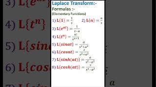 Laplace Transform formulae Laplace Transform for elementary functions  laplacetransform shorts [upl. by Yorgos]