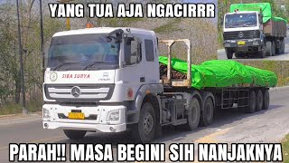 Parah Trailer Mercedes Benz Axor Siba Surya Nanjak Sampai Ngos Ngosan Ditanjakan Punggur [upl. by Buskus]