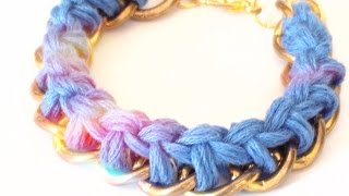 Tunisian Crochet Simple Stitch Chain Bracelet [upl. by Ecydnarb497]