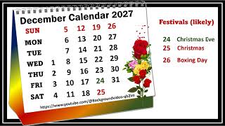 December Calendar 2027 decembercalender2027 [upl. by Eiggam]