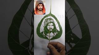 🔥🔥Lawerence Bishnoi drawing on leaf 🌿shorts aryaart755leafart lawerencebishnoi [upl. by Ahsiekat]