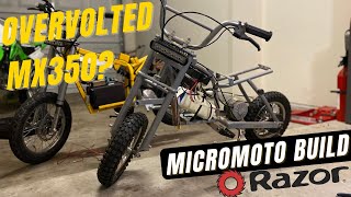 Razor MX350 Micromoto Build  Power Upgrade Overvolting the Stock Motor 36V for more Speed [upl. by Emoraj]