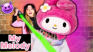 🚫 ABRO MUÑECA MY MELODY ATERRADORA🔪😱 Hello Kitty HORRIBLE PELUCHE en VIDA REAL JUGUETERÍA KUROMI [upl. by Dimphia]