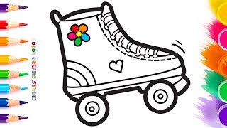 🛼Drawing and Coloring a Roller Skate  Easy Drawing for Beginners [upl. by Irot]