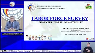 Press Conference on the November 2023 Labor Force Survey Preliminary Results [upl. by Schiffman]