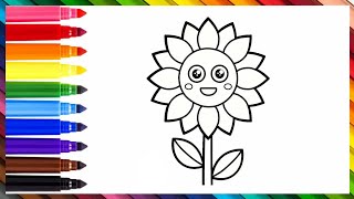 Beautiful Flower  Draw For Kids  Step by Step [upl. by Kalie]