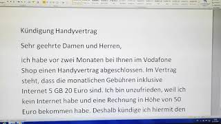 DTZ  B1 Test Brief  Kündigung Handyvertrag [upl. by Enidanreb927]