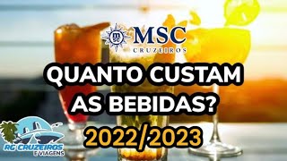 20222023 Cardápios MSC com os preços de todas as bebidas [upl. by Malchy]