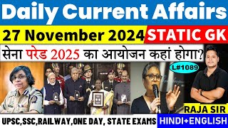 27 November 2024 Current Affair Today  Daily Current Affairs  Ssc  Railway  Bpsc  Uppcs Mppsc [upl. by Enneyehs]