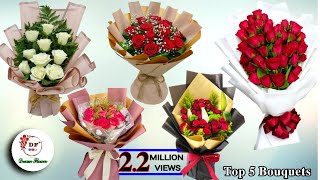 Top 5 Best Flower Bouquet  Flower Bouquet  Flower Wrapping Techniques  Flower Arrangement [upl. by Essirehc]