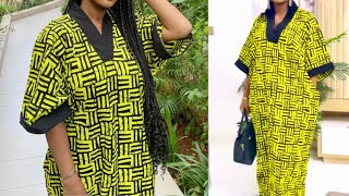 How to Cut and sew a Kaftan Dress with a VShaped Scrub Neckine  Beginners Friendly [upl. by Nica]