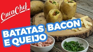 Receita Batatas Recheadas com Queijo e BACON 🥓🧀 [upl. by Notlehs]