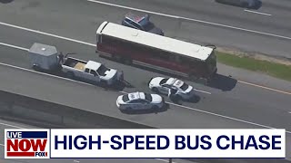 WATCH Hijacked bus leads police on dangerous highspeed chase  LiveNOW from FOX [upl. by Yllas441]