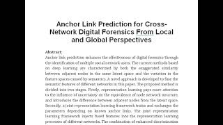 Anchor Link Prediction for Cross Network Digital Forensics From Local and Global Perspectives [upl. by Nemracledairam]