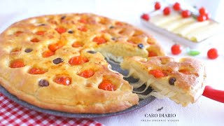 FOCACCIA FACILE SOFFICISSIMA FARCITA E SENZA IMPASTO  LIEVITAZIONE PERFETTA RICETTA SEMPLICE [upl. by Schnell]