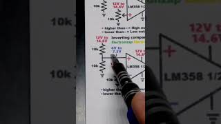 Schematic Op Amp 12V to 14V6 Inverting Comparator Circuit LM358 electronics howto diy [upl. by Ecyac]