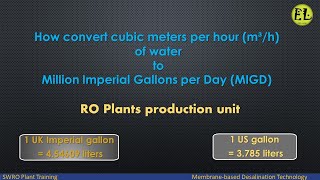 How convert cubic meters per hour m³h of water to Million Imperial Gallons per Day MIGDRO unit [upl. by Pepin374]