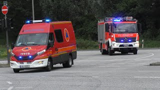 Qualmende Phosphorbombe gemeldet Einsatzfahrten Feuerwehr Hamburg zum Großeinsatz in Finkenwerder [upl. by Nnyllaf]