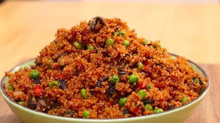 High in fibers Quinoa with mushroom in tomato sauce vegan vegetarian lowcarb lowercholesterol [upl. by Santini708]