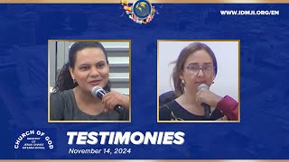 Testimonies – November 14 2024 – CGMJCI [upl. by Ahsiemak306]