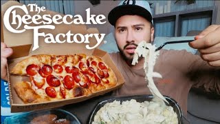 MUKBANG PIZZA  FETTUCINI ALFREDO EATING SHOW • CHEESECAKE FACTORY [upl. by Kenna]