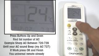 Setting Universal Remote Control AC Chunghop K 1028E setup first time [upl. by Peck]