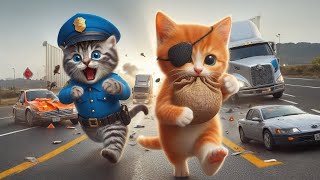 Kitten Traffic Cops Mishap From Accident to Heroic Capture [upl. by Ahsai434]