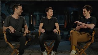 Tom Holland Tobey Maguire Andrew Garfield interview  SpiderMan No Way Home [upl. by Alix]