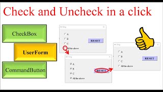 Excel VBA  Check and uncheck all Check Boxes with one click [upl. by Garrison586]