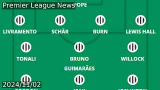 Newcastle v Arsenal FPL team news  predicted lineups [upl. by Nnaeirb556]