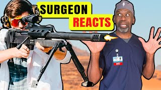 Surgeon Reacts To 50 Cal Explosive Bullets vs Torso Ballistics Anatomy ft Garand Thumb [upl. by Enialb]