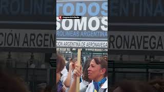 Privatización de Aerolíneas Argentinas los sindicatos aeronáuticos marchan al Congreso [upl. by Danialah]