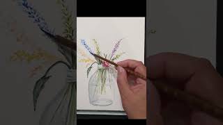 Peindre un vase de fleurs à laquarelleVase of flowers in watercolorshortwatercolorpainting [upl. by Assilram571]