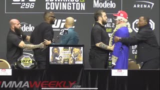 Colby Covington vs Leon Edwards Altercation after Bringing up Dead Father [upl. by Nalak]