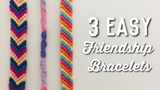 3 EASY BEGINNERS FRIENDSHIP BRACELETS  Twisted Striped amp Chevron [upl. by Parks]