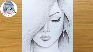 How to draw a girl step by step  Pencil Sketch drawing [upl. by Pall]