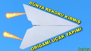 Dünya Rekoru Kırmış Kağıttan Uçak Yapımı  Origami Uçak Yapımı [upl. by Sandro615]