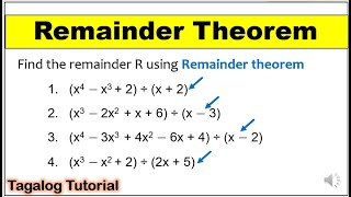 Tagalog Remainder theorem math10 howtofindremainder remainder [upl. by Ahsiak752]