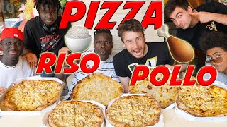 PIZZA al RISO CON POLLO  Chi la MANGIA più velocemente Neri VS Bianchi ● GARA di CIBO [upl. by Thornton]