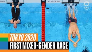 Historical First Swimming MixedGender Race at the Olympics  Tokyo 2020 Replays [upl. by Anihsak]