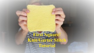 Fun and Easy Basic KnitGarter Stitch Tutorial The First Square of a Patchwork Blanket [upl. by Ahsita]