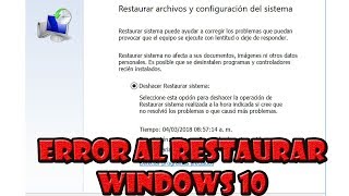 Error en Punto de Restauracion de Windows 10 No se pudo extraer la copia del Directorio [upl. by Twum]